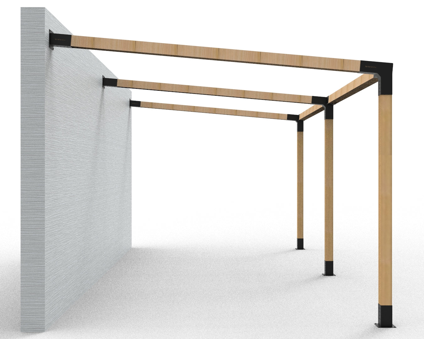 Angled Double Wall Mounted Pergola Kit for 90x90 Timber Posts