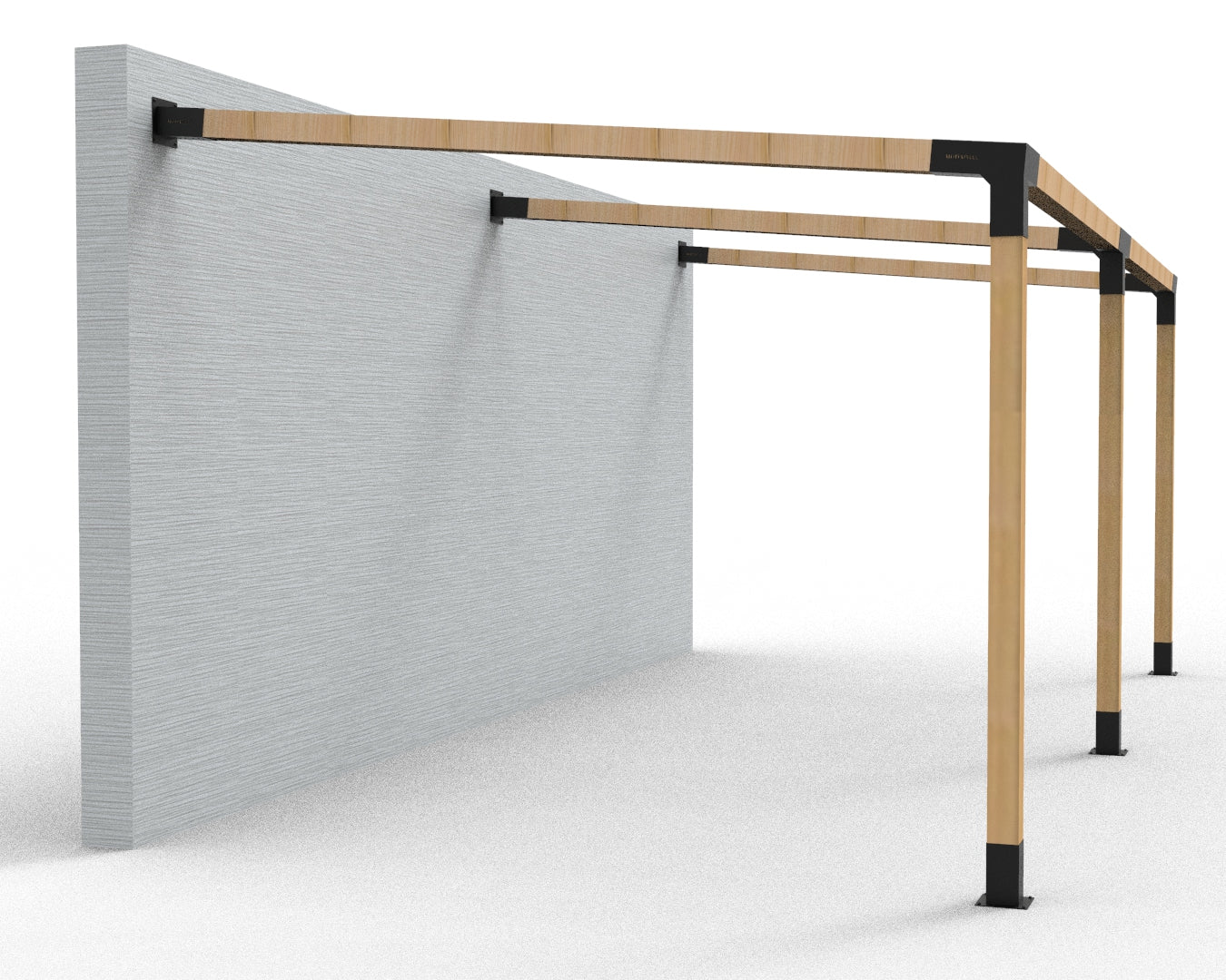 Angled Double Wall Mounted Pergola Kit for 90x90 Timber Posts